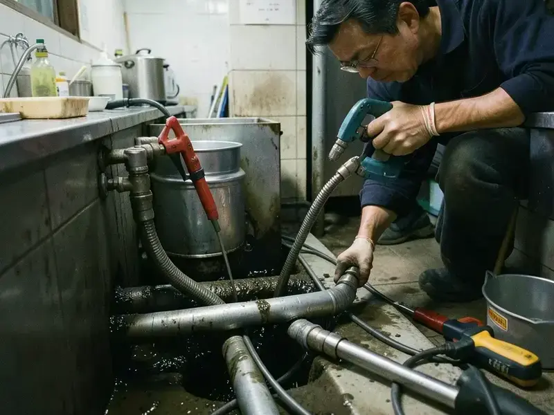 新宿区の飲食店排水管緊急修繕